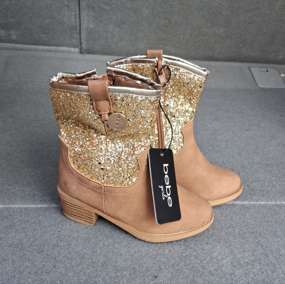 Bebe Girls Gold Glitter Boots